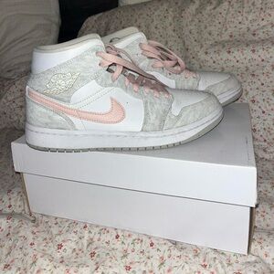 Nike Air Jordan Mid Sneakers - White and Pink